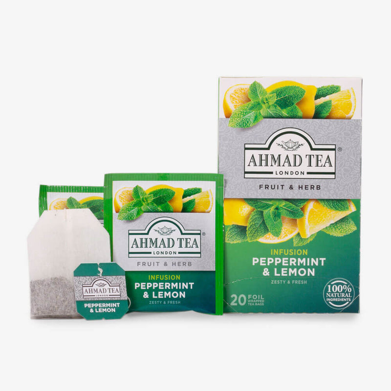 Ahmad Tea Peppermint & Lemon Herbal Tea, 20 Count
