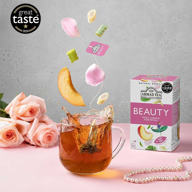 Ahmad Tea Beauty - Peach, Carob & Rose Petals, 20 Count