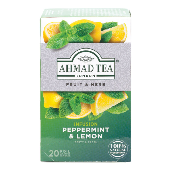 Ahmad Tea Peppermint & Lemon Herbal Tea, 20 Count